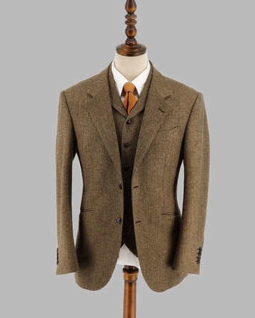 Aidase Herringbone Men Suit Tailor-Made 3 Pieces Blazer Vest Pants Tuxedo Single Breasted Fashion Business Wedding Groom Prom Tailored aidase-shop